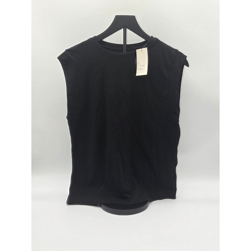 A New Day Women's XS Black 100% Cotton Sleeveless Muscle Tee NWT 101-490